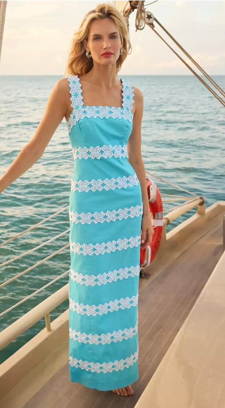 Lilly Pulitzer Davis Linen Maxi Dress - Capri Blue Size 14 (New)